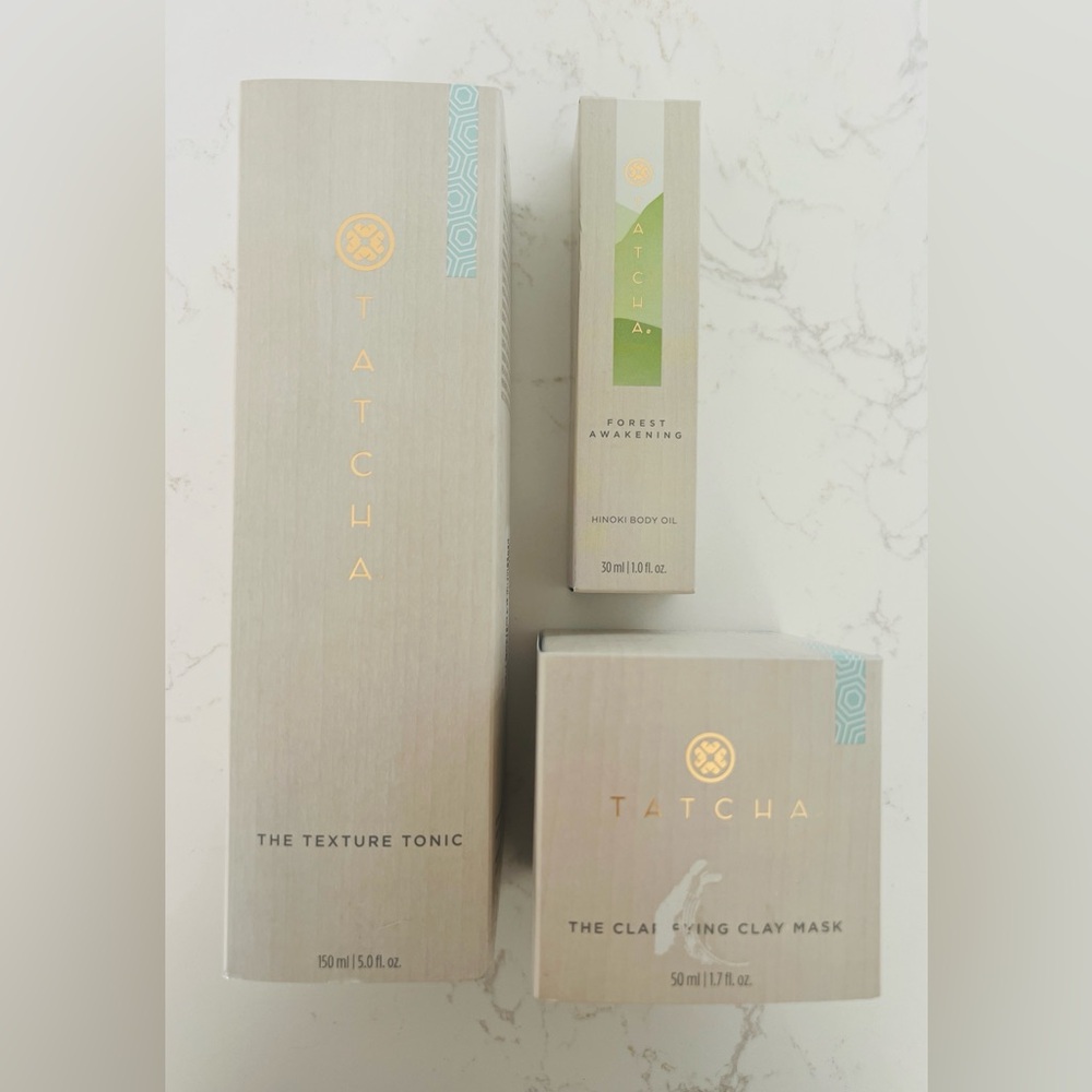 🍀 NWT | TATCHA Bundle: Clarifying Clay Mask, Texture Tonic, Hinoki Body Oil 🍀